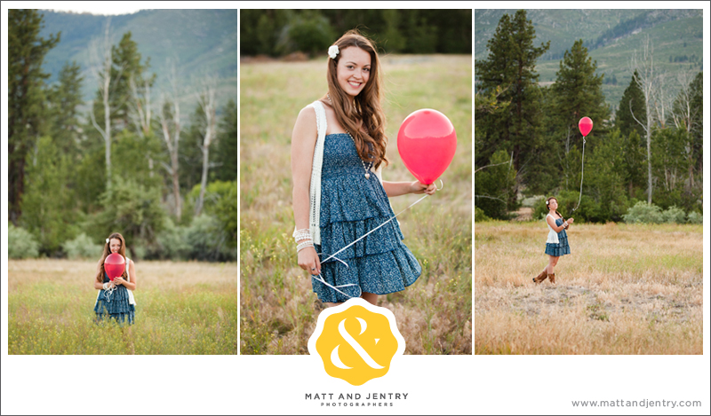 teenage girl with a red balloon in a field - all american colors