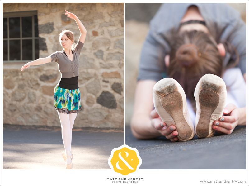 Teen Portrait at Galena Creek Park - girl doing ballet and stretching