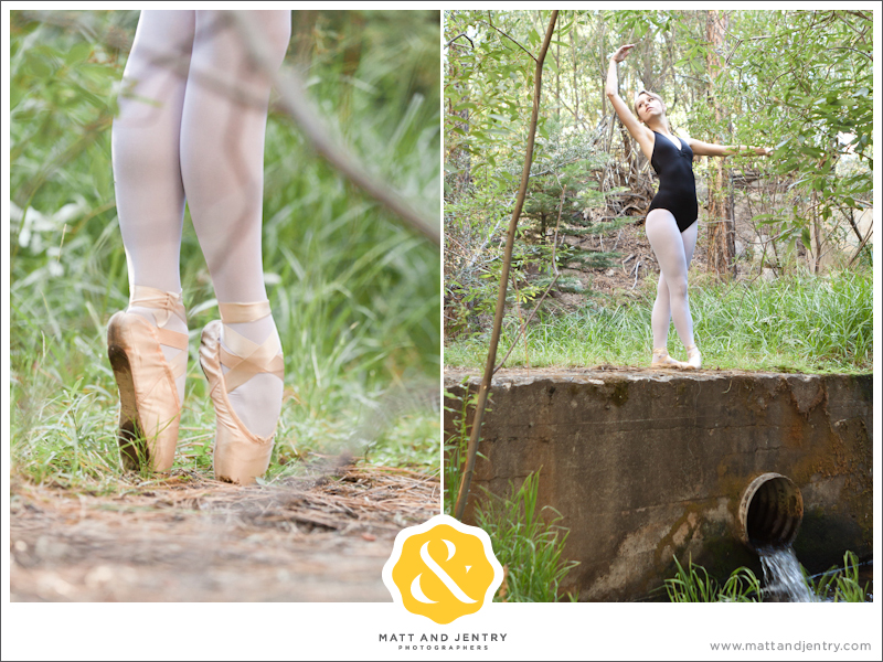 Teen Portrait at Galena Creek Park - girl doing ballet in woods