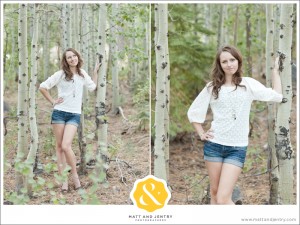 Teen Portrait at Galena Creek Park - girl smiling by aspen trees