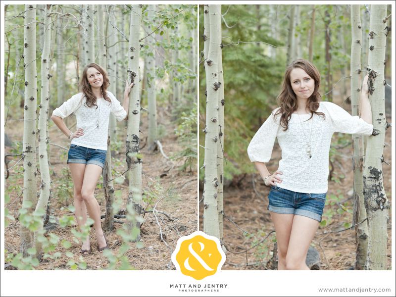 Teen Portrait at Galena Creek Park - girl smiling by aspen trees