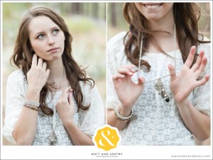 Teen Portrait at Galena Creek Park - girl holding her necklace