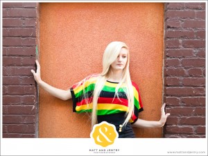 Downtown Reno Teen Portrait - young woman modeling in front of brick building