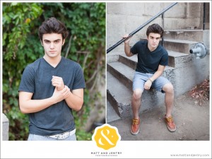 Senior Portraits in Reno at West Street Market by Church on First Street and on stairs