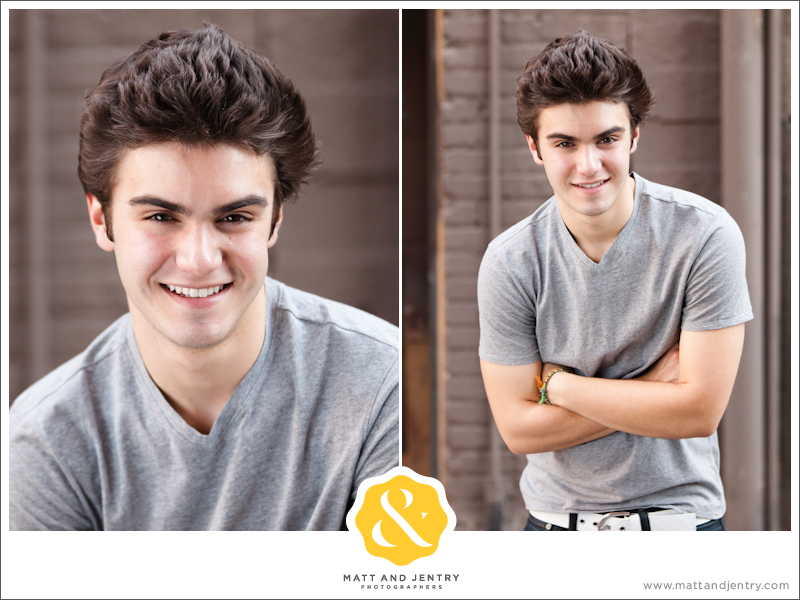 Senior Portraits in Reno at West Street Market in alley way having a laugh