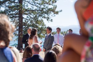 side view of wedding ceremony in north lake tahoe by lake tahoe wedding photographer