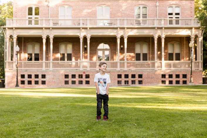 Kindergarten Graduate Portrait of a young boy at UNR by Reno Child Photographer