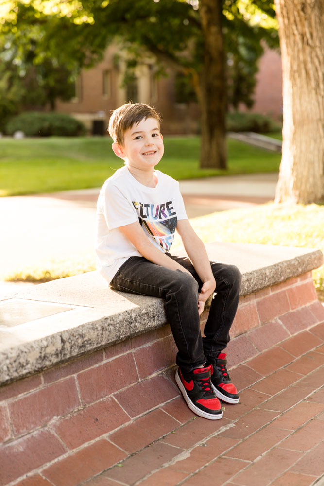 Kindergarten Graduate Portrait of a young boy at UNR by Reno Child Photographer
