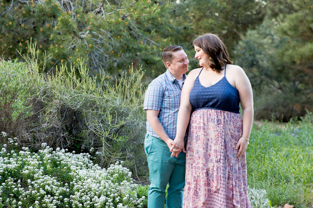 Same-sex engagement photo at beautiful park in Reno by Lake Tahoe Wedding Photographer