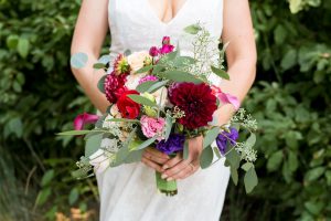A bright summer wedding bouquet for a Greenhorn Creek Guest Ranch Wedding