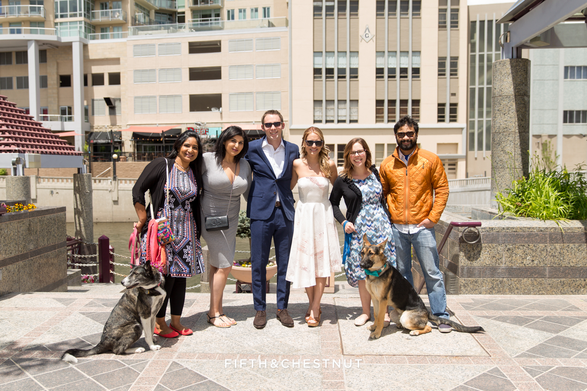 Formal Portraits with friends before a Downtown Reno elopement by Reno Wedding Photographer