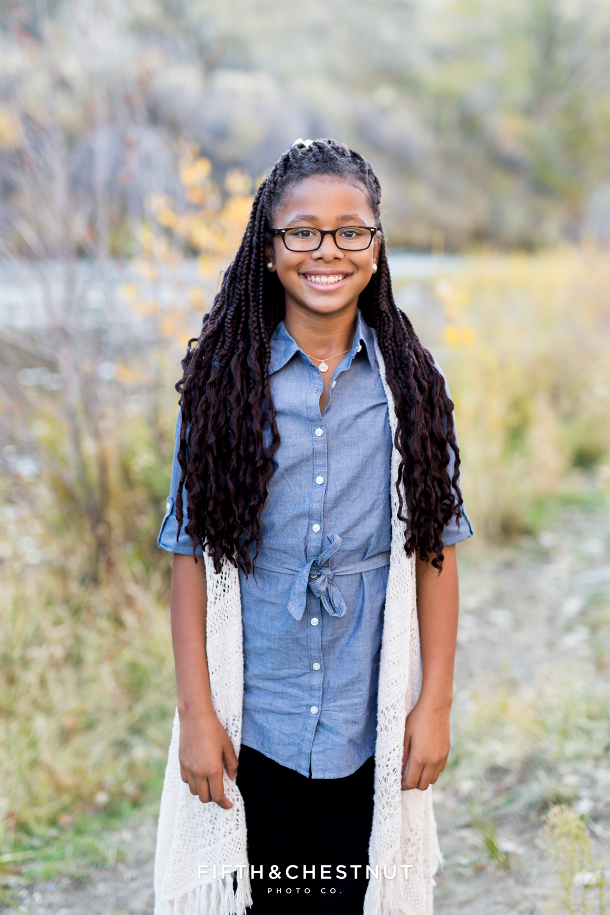 Fall family portraits of a young woman at Mayberry Park in Reno by Reno Family Photographer