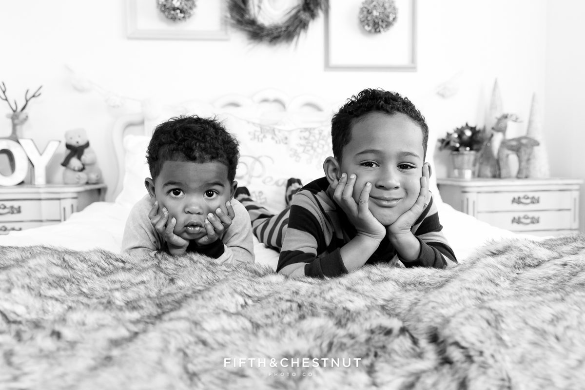 Winter Holiday Pajama Portraits by Reno Child Portrait Photographer in Studio