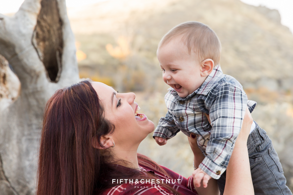 A fun mommy and son moment caught on camera by Reno Family Photographer