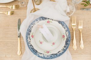 escort cards and plate details at a Dusty Blue Private Estate Country French Wedding Styled Shoot