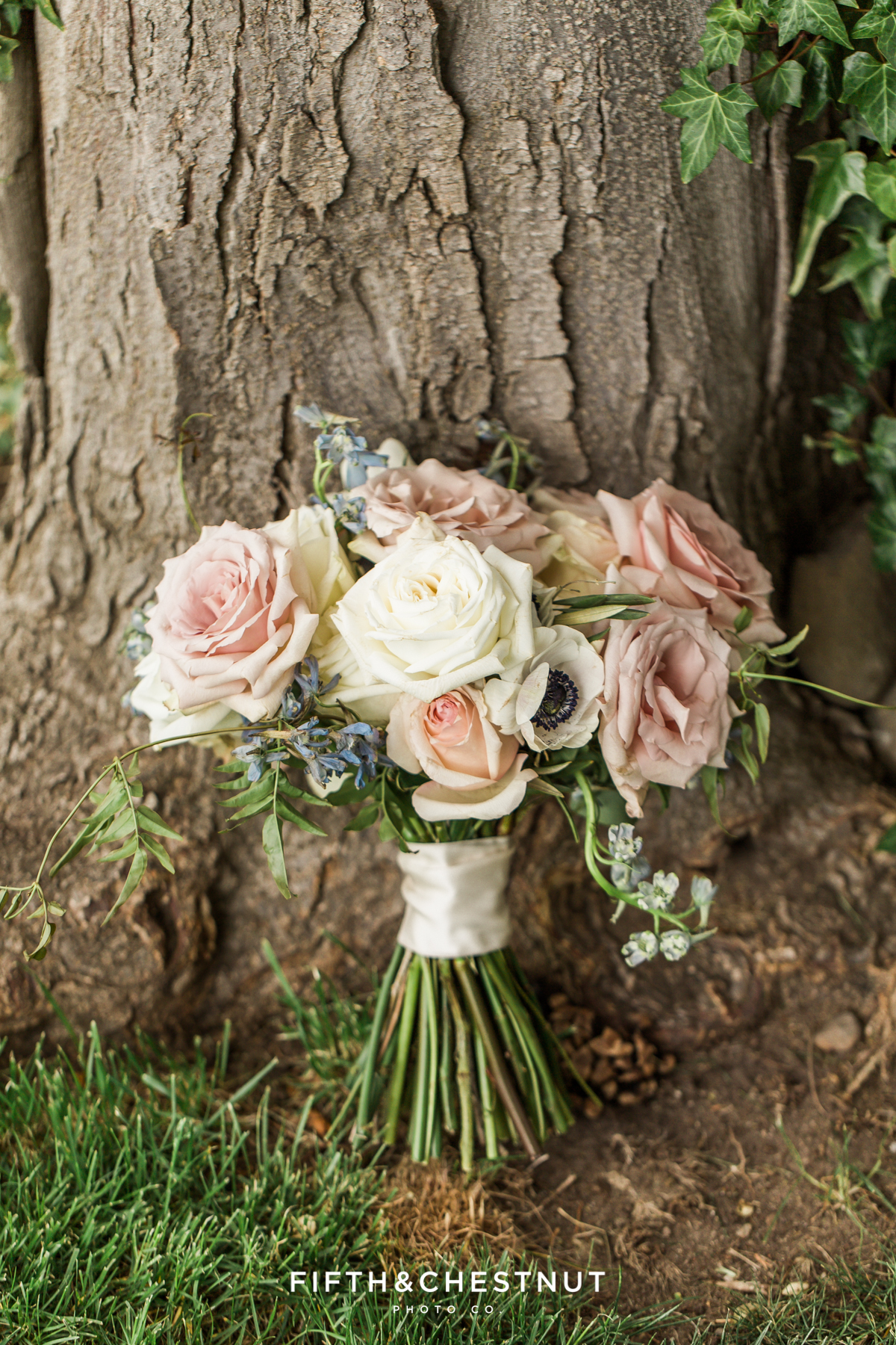 Country french wedding bouquet at a private estate by Aster and Ash
