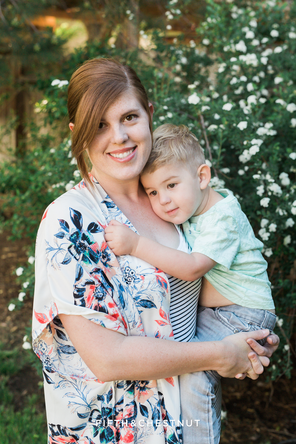 Mommy and Me photo of Reno Family Photographer and her toddler son on a spring day