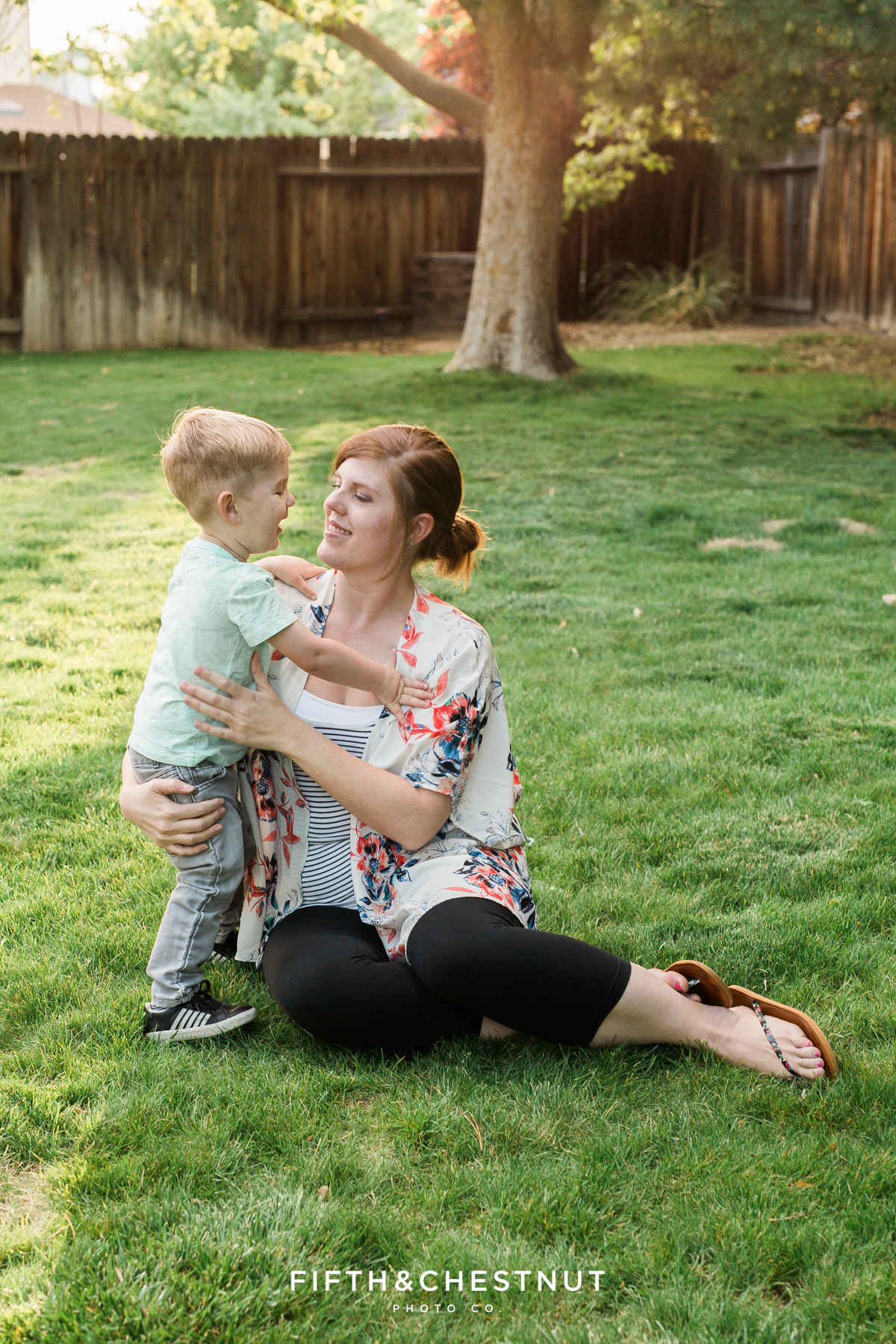 Mommy and Me photo of Reno Family Photographer and her toddler son on a spring day