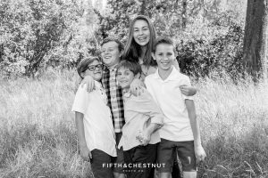 grandchildren acting silly for tahoe donner reunion portraits in Truckee, CA