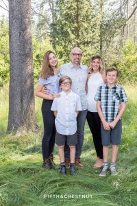 family portrait in truckee on a sunny summer day by truckee family photographer