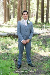Groom smiles before his North Lake Tahoe Wedding