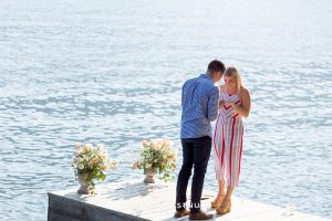 A Donner Lake Proposal on a decorated pier by L Squared Affairs