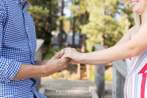 Couple holding hands after Donner Lake Proposal