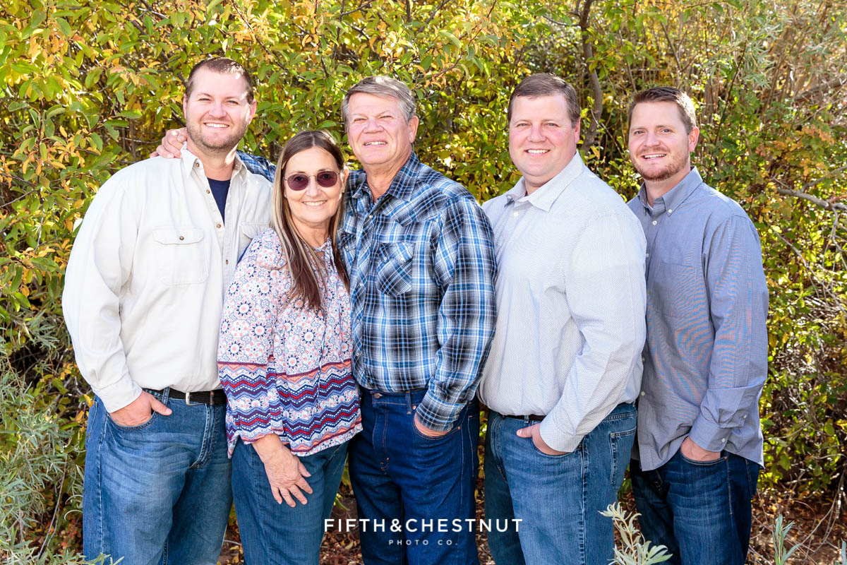 parents with their three grown sons for Bartley Ranch Portraits by Reno Family Photographer