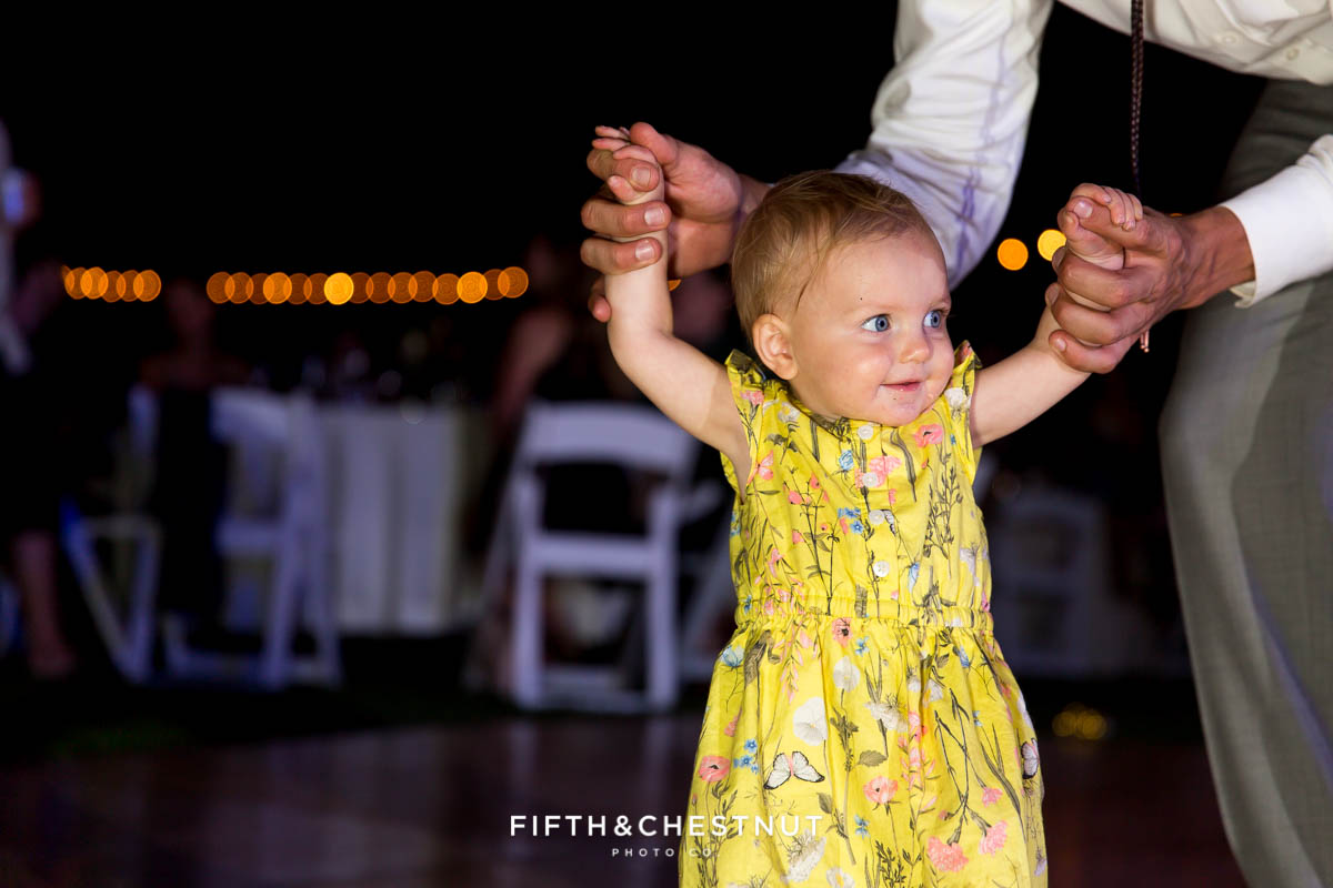 toddler on the dance floor at a Greenhorn Creek Guest Ranch Wedding
