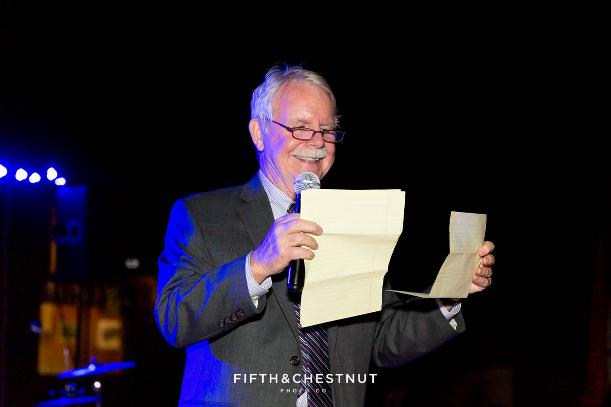 father of the groom makes a toast to the couple at a Greenhorn Creek Guest Ranch Wedding