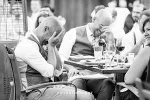 Grooms crack up in laughter at a Truckee Wedding at PJ’s at Gray’s Crossing