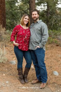 Portrait of husband and wife during their reno family photos at galena creek park