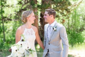 bride and groom laugh after first look for a zephyr cove wedding by lake tahoe wedding photographer