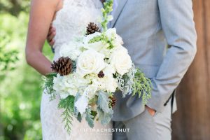 bride and groom with wedding bouquet by twine and dandy