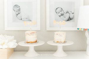 Nearly naked cakes for a cute bohemian cake smash for twins
