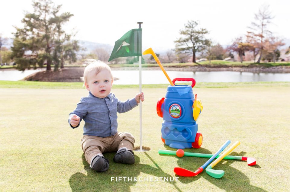 Golf Themed One Year Photos of Quade by Reno Baby Photographer