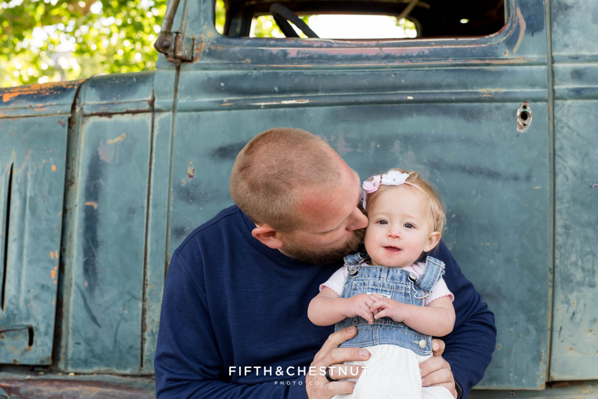 Rustic Spring Baby Girl One Year Portraits at Bartley Ranch by Reno Baby Photographer