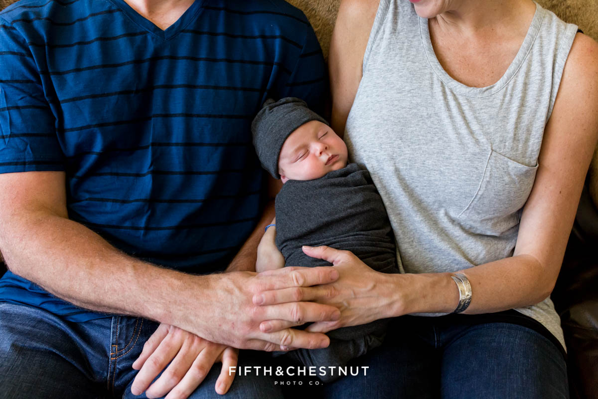 focus on a newborn baby boy for his newborn portraits by Reno Newborn Photographer