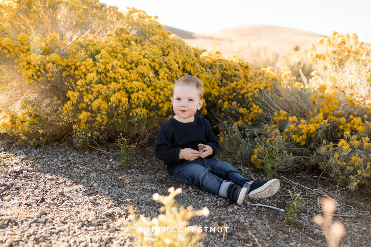 Adorable Fall Desert Two Year Portraits of Theo by Reno Child Photographer