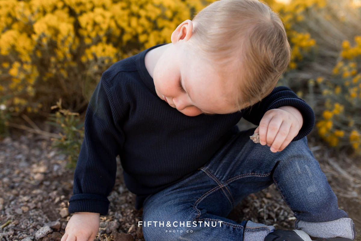 Adorable Fall Desert Two Year Portraits of Theo by Reno Child Photographer