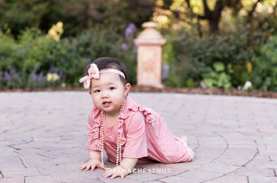 Floral Spring One Year Portraits at Rancho San Rafael by Reno Child Photographer