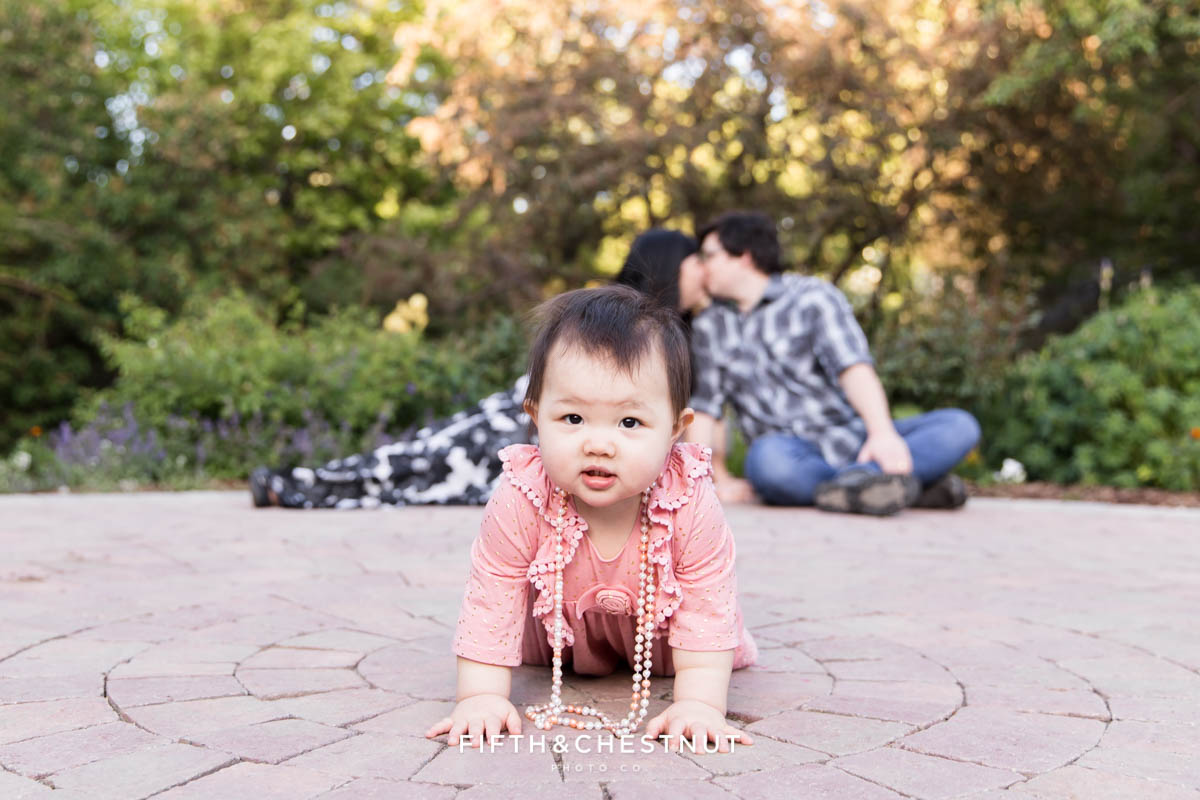 Spring one year portraits of one year old girl at Rancho San Rafael in May by Reno Child Photographer