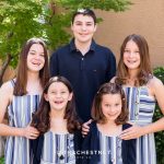 Group of five grandchildren pose together for summer caughlin ranch family photos