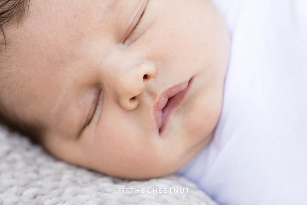 Closeup of a newborn baby boy's lips
