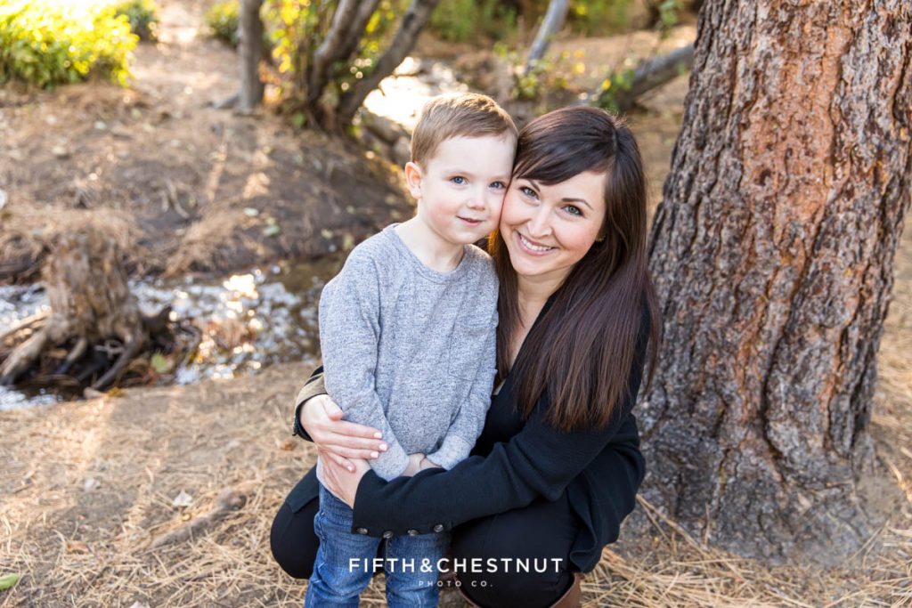 Mother and son portrait by Reno Family Photographer in Fall at Callahan Park in Reno, NV