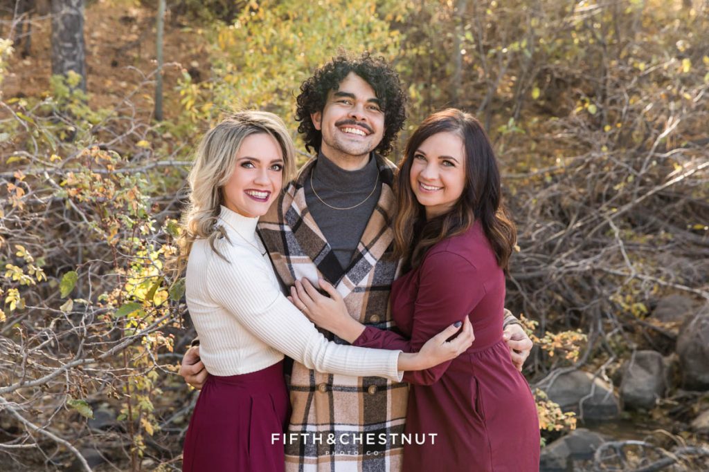 siblings gather together for reno family portraits at Thomas Creek during the fall 