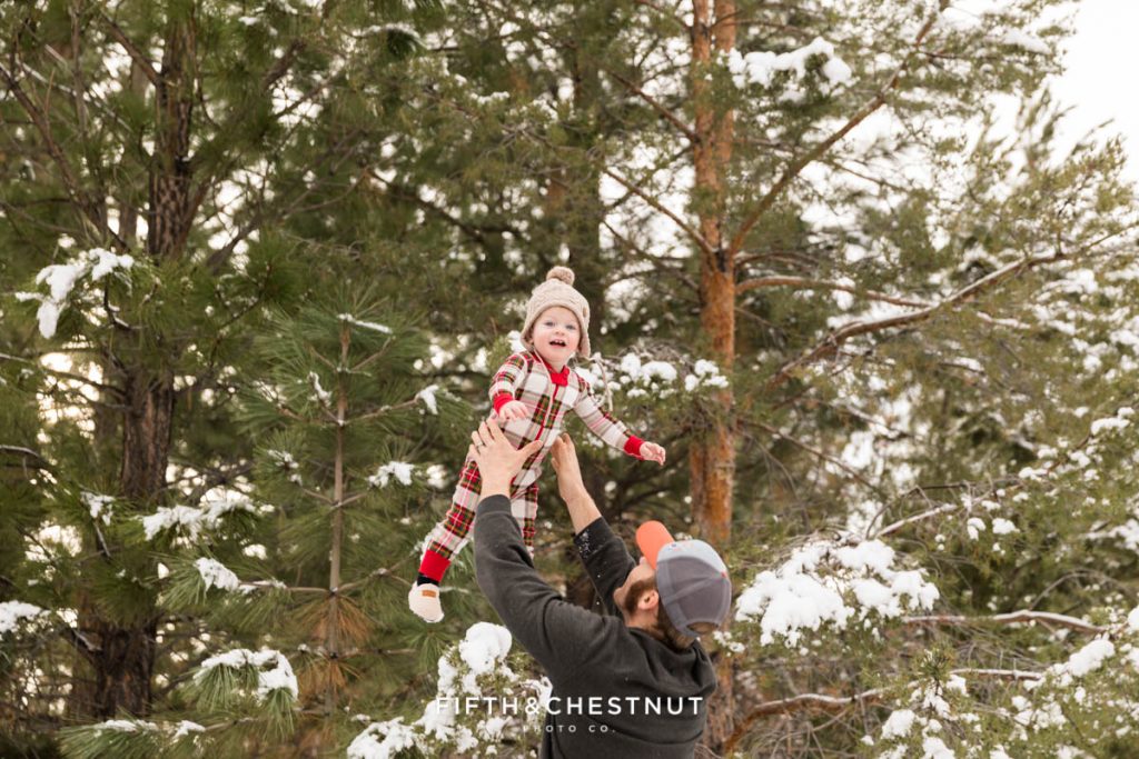 Cute and Snowy Reno Holiday Pajama Mini Portraits by Reno's Best Family Photographer