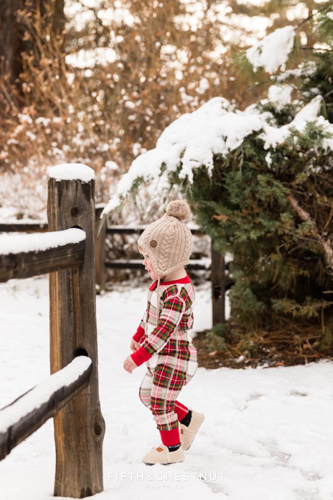 Cute and Snowy Reno Holiday Pajama Mini Portraits by Reno's Best Family Photographer