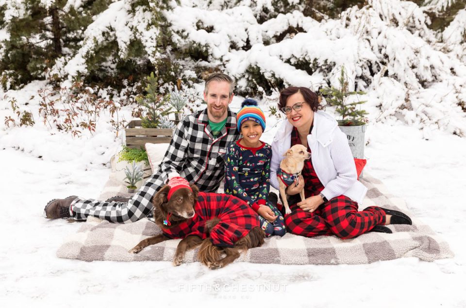 Matching Christmas Pajama Portraits by Reno Family Photographer