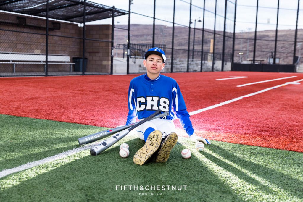 Baseball Themed Senior Portrait at Golden Eagle Regional Park by Reno Senior Photographer